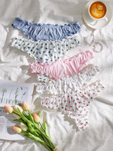 5pack Floral Print Lettuce Trim Panty Set shein
